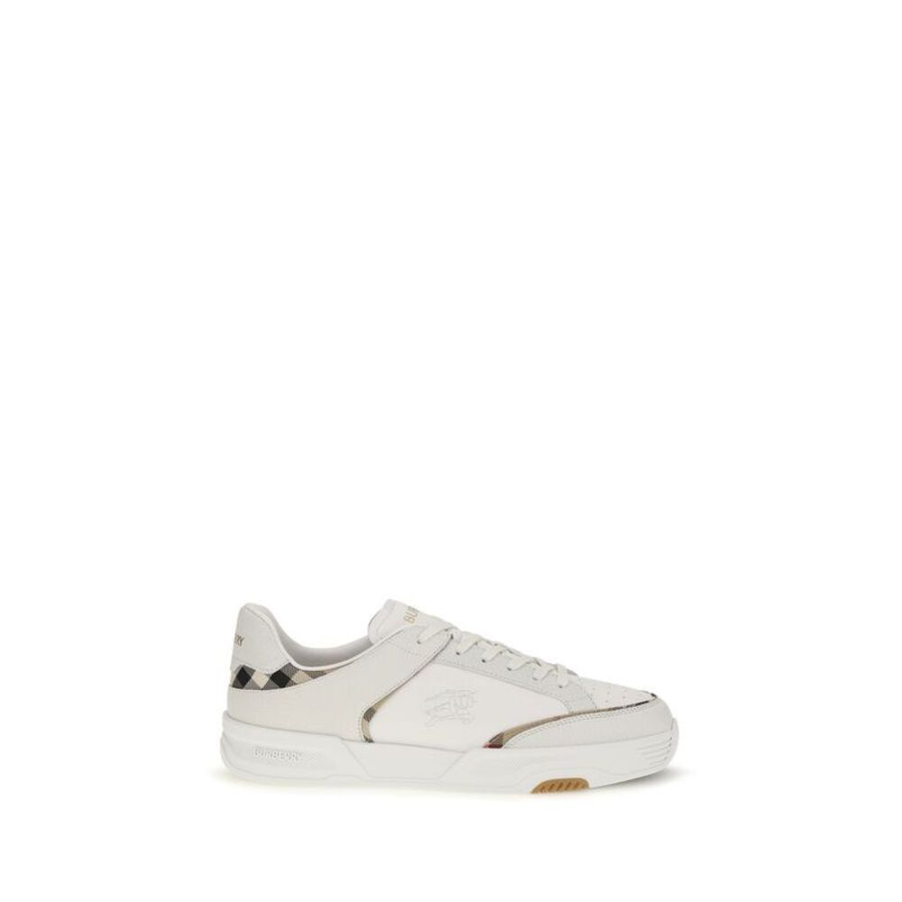 Burberry White Calf Leather Bos Taurus Low Top Men's Sneakers